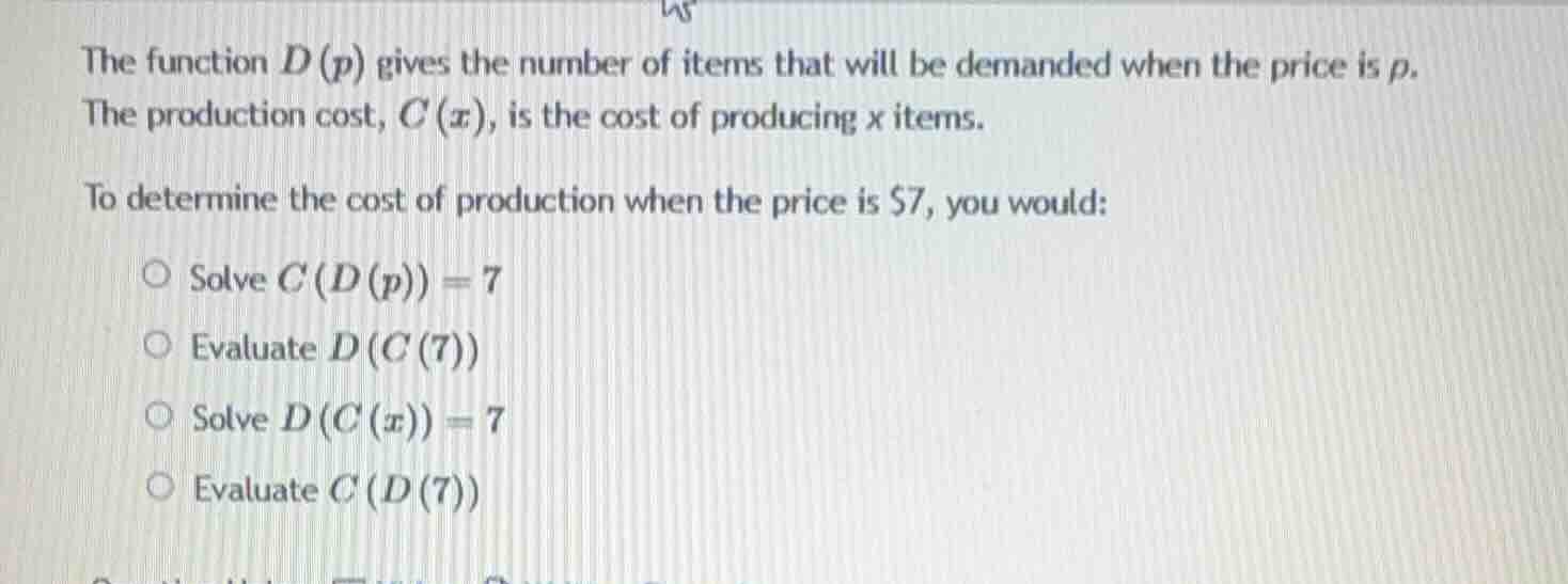 the function $d(p)$ gives the number of items that will be demanded whe…