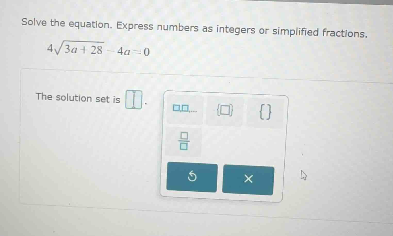 solve the equation. express numbers as integers or simplified fractions…