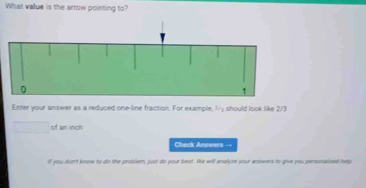 what value is the arrow pointing to? image of a number line from 0 to 1…