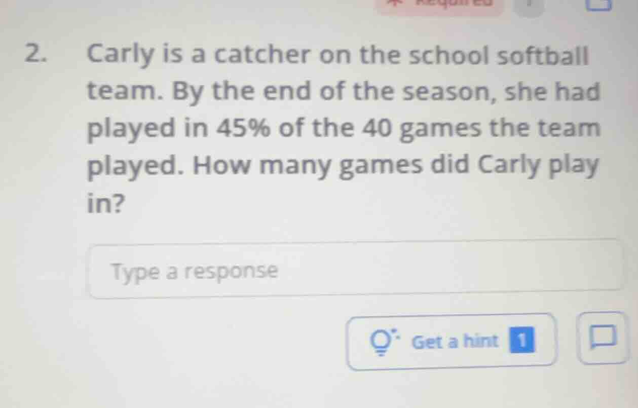 2. carly is a catcher on the school softball team. by the end of the se…