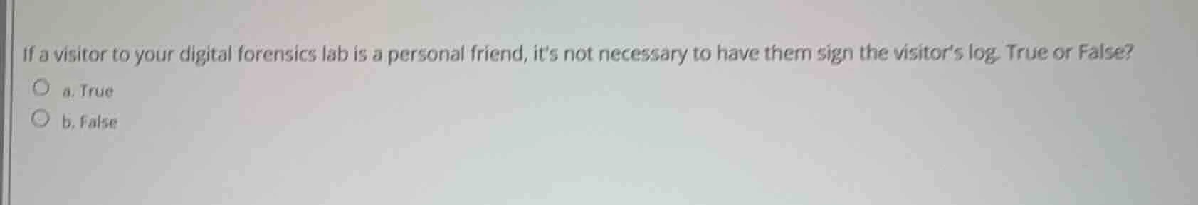 if a visitor to your digital forensics lab is a personal friend, its no…