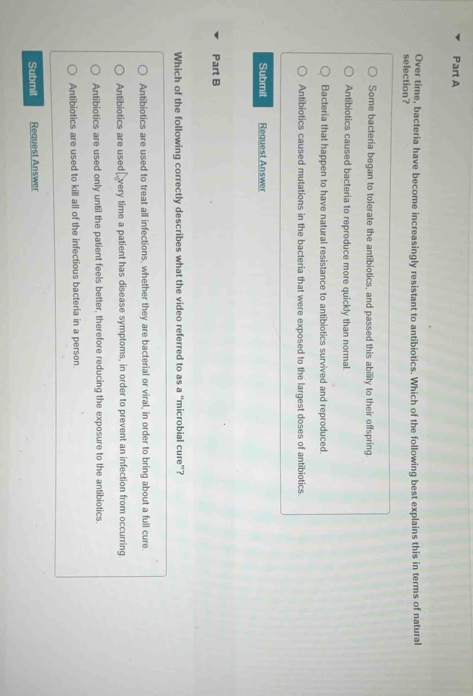 part a over time, bacteria have become increasingly resistant to antibi…