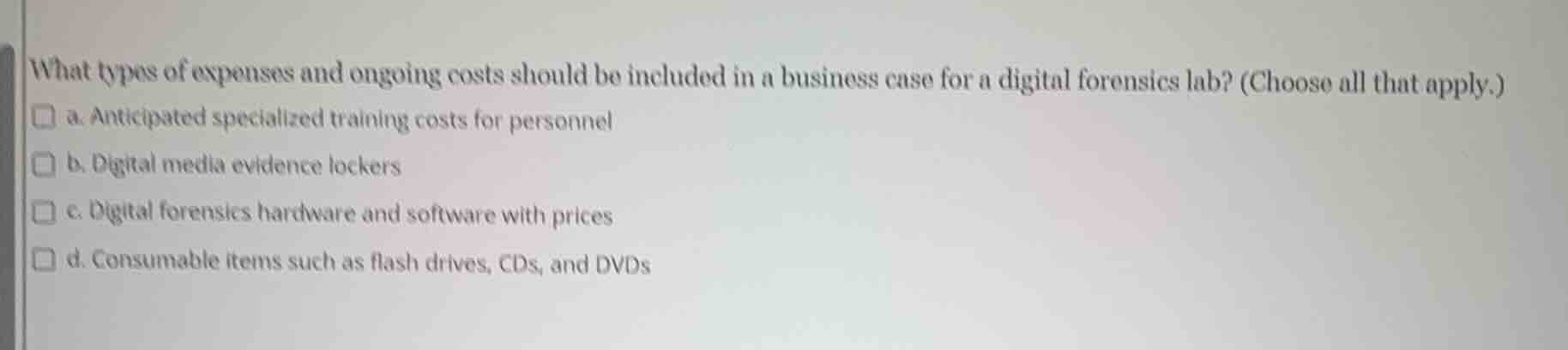 what types of expenses and ongoing costs should be included in a busine…