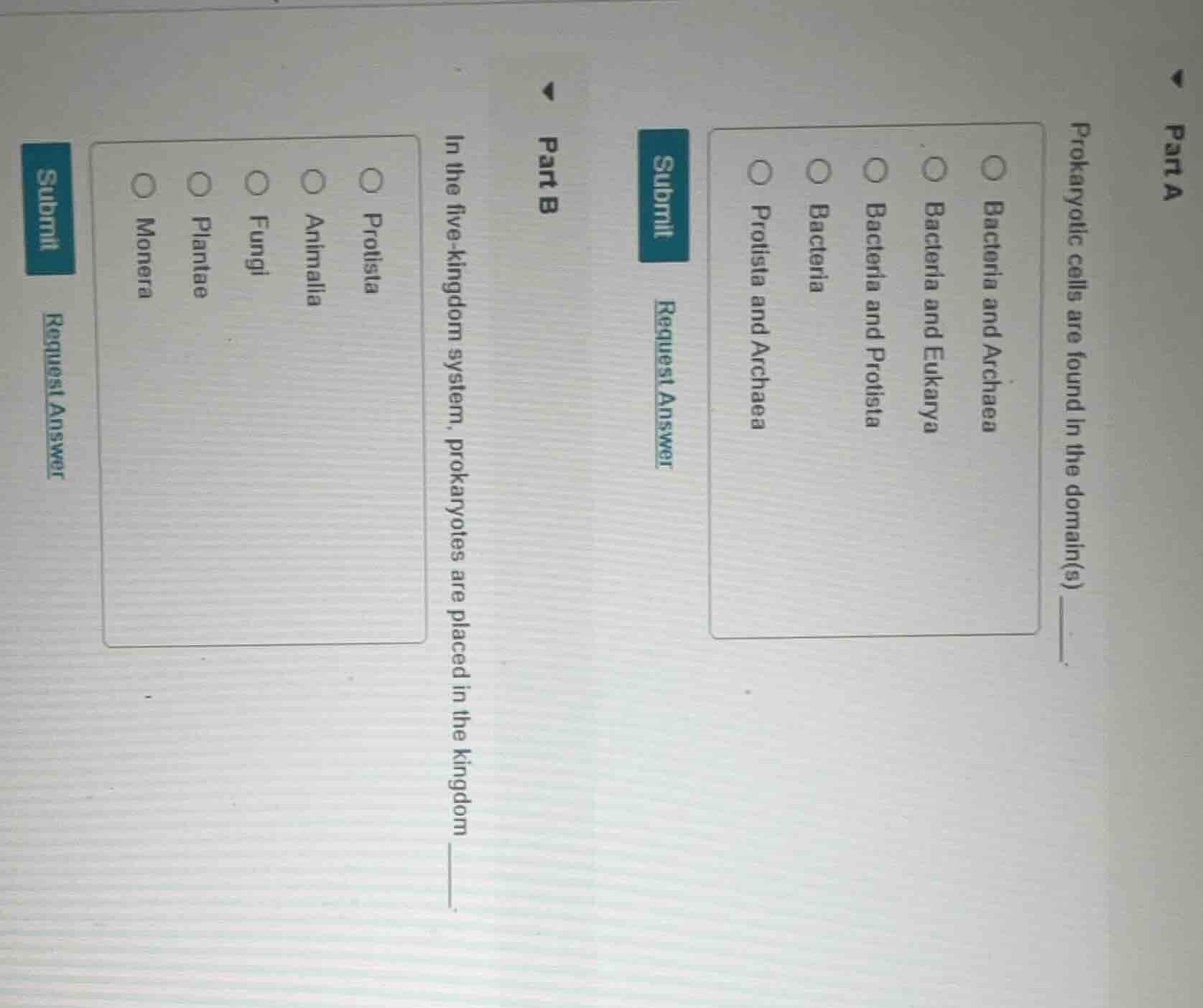 part a prokaryotic cells are found in the domain(s) _____. options: - b…