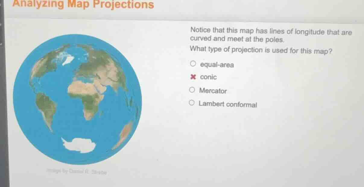 analyzing map projections notice that this map has lines of longitude t…