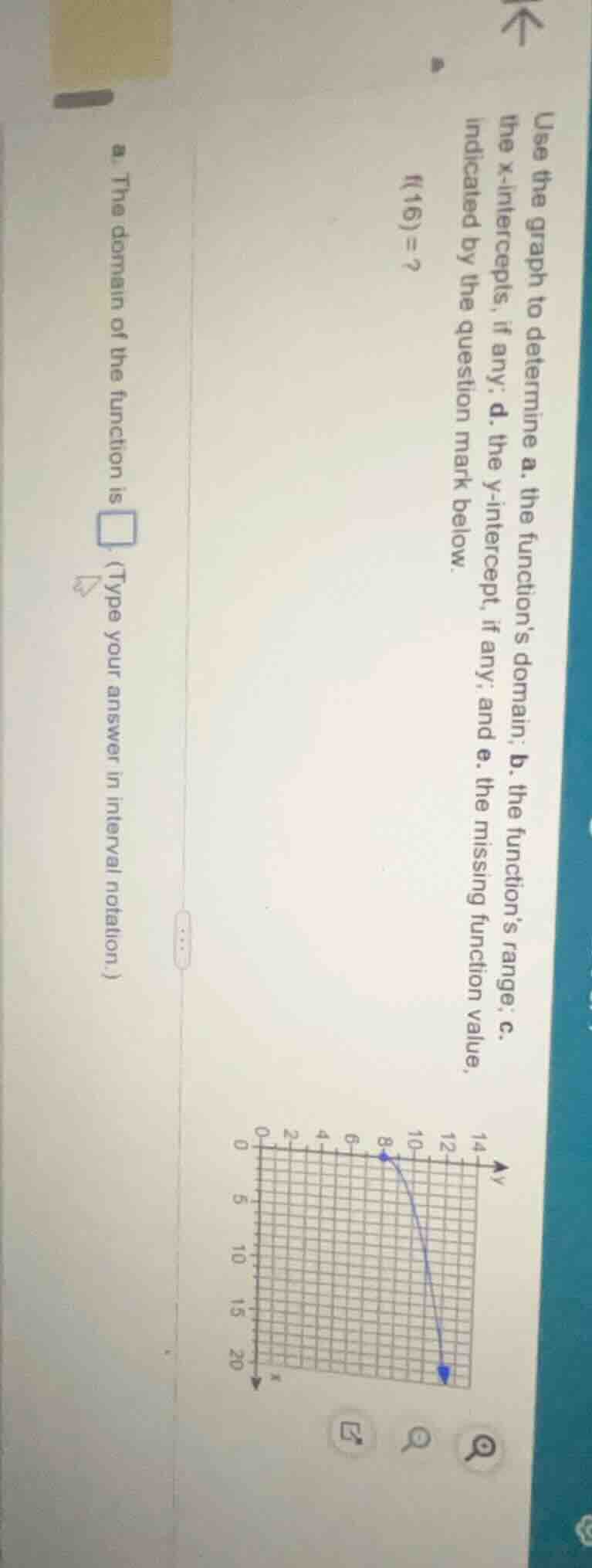 use the graph to determine a. the functions domain; b. the functions ra…