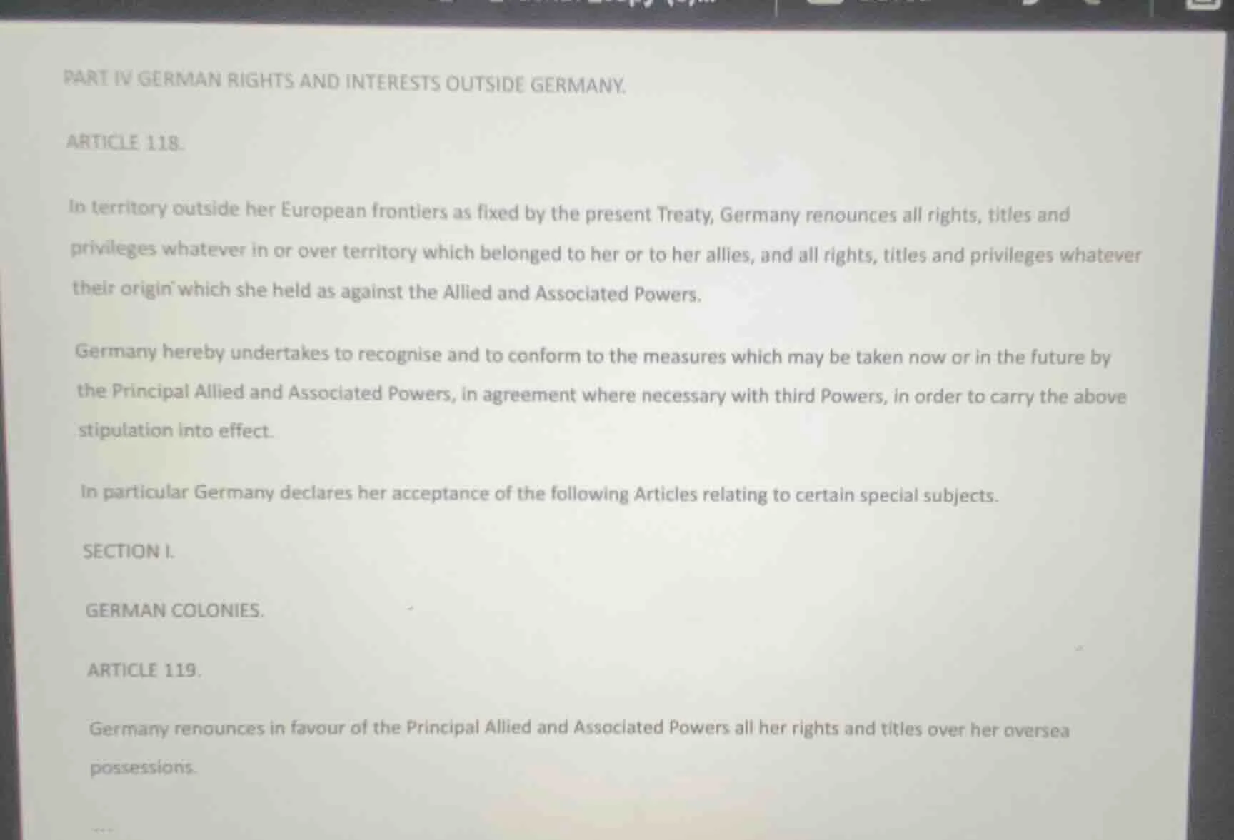 part iv german rights and interests outside germany. article 118. in te…