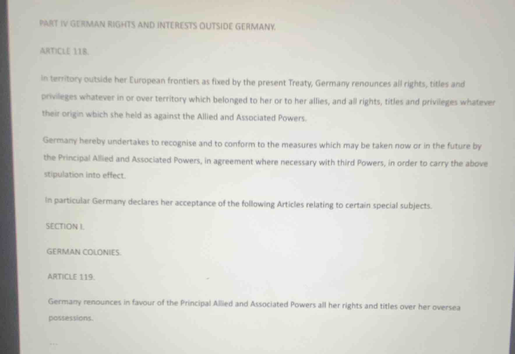 part iv german rights and interests outside germany. article 118. in te…