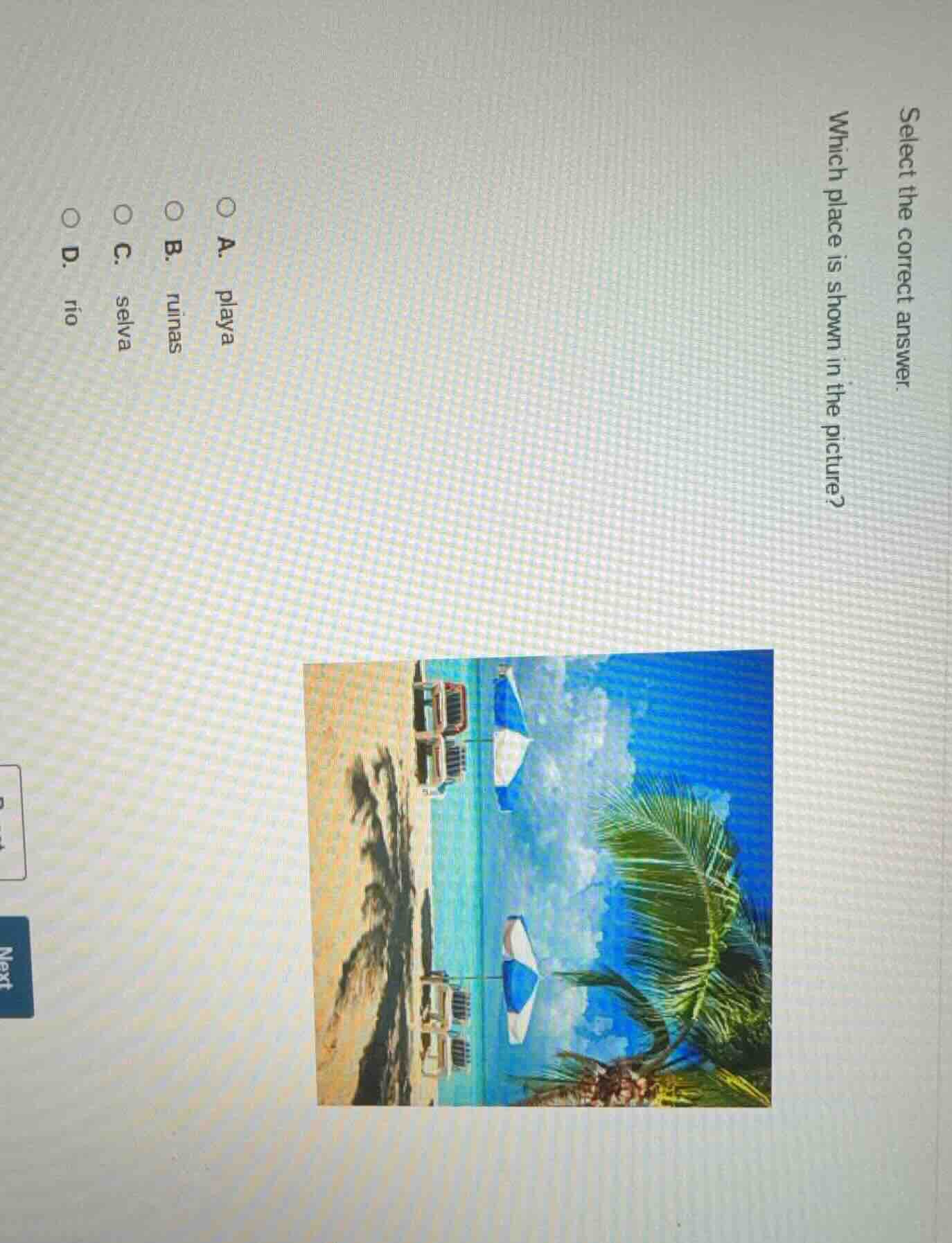 select the correct answer. which place is shown in the picture? a. play…