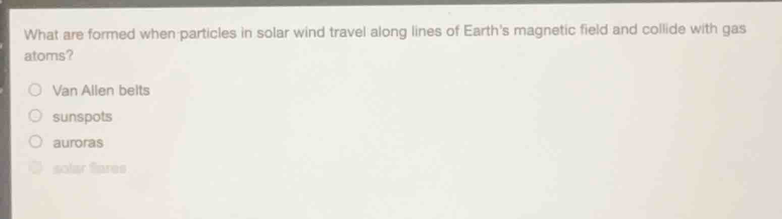 what are formed when particles in solar wind travel along lines of eart…