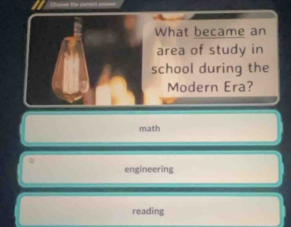 choose the correct answer. what became an area of study in school durin…