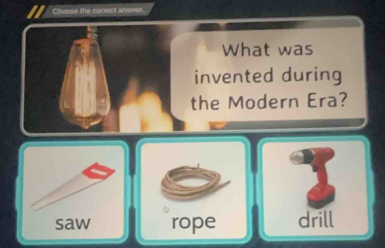 choose the correct answer. what was invented during the modern era? saw…