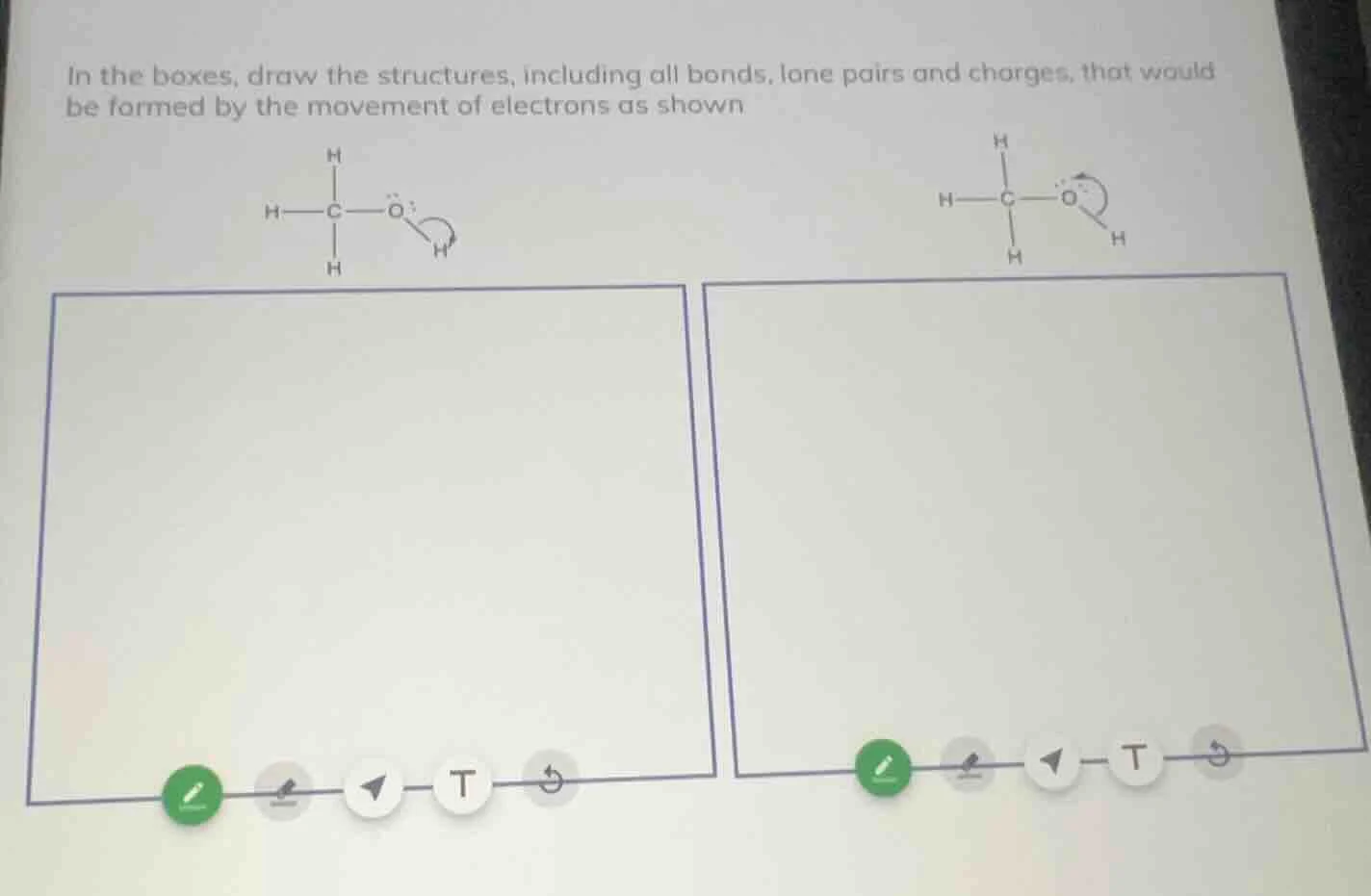 in the boxes, draw the structures, including all bonds, lone pairs and …