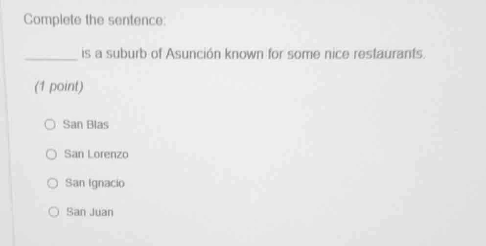 complete the sentence: ______ is a suburb of asunción known for some ni…