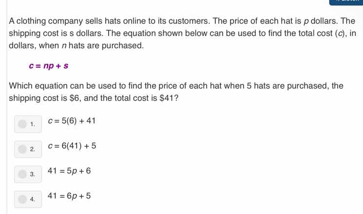 a clothing company sells hats online to its customers. the price of eac…