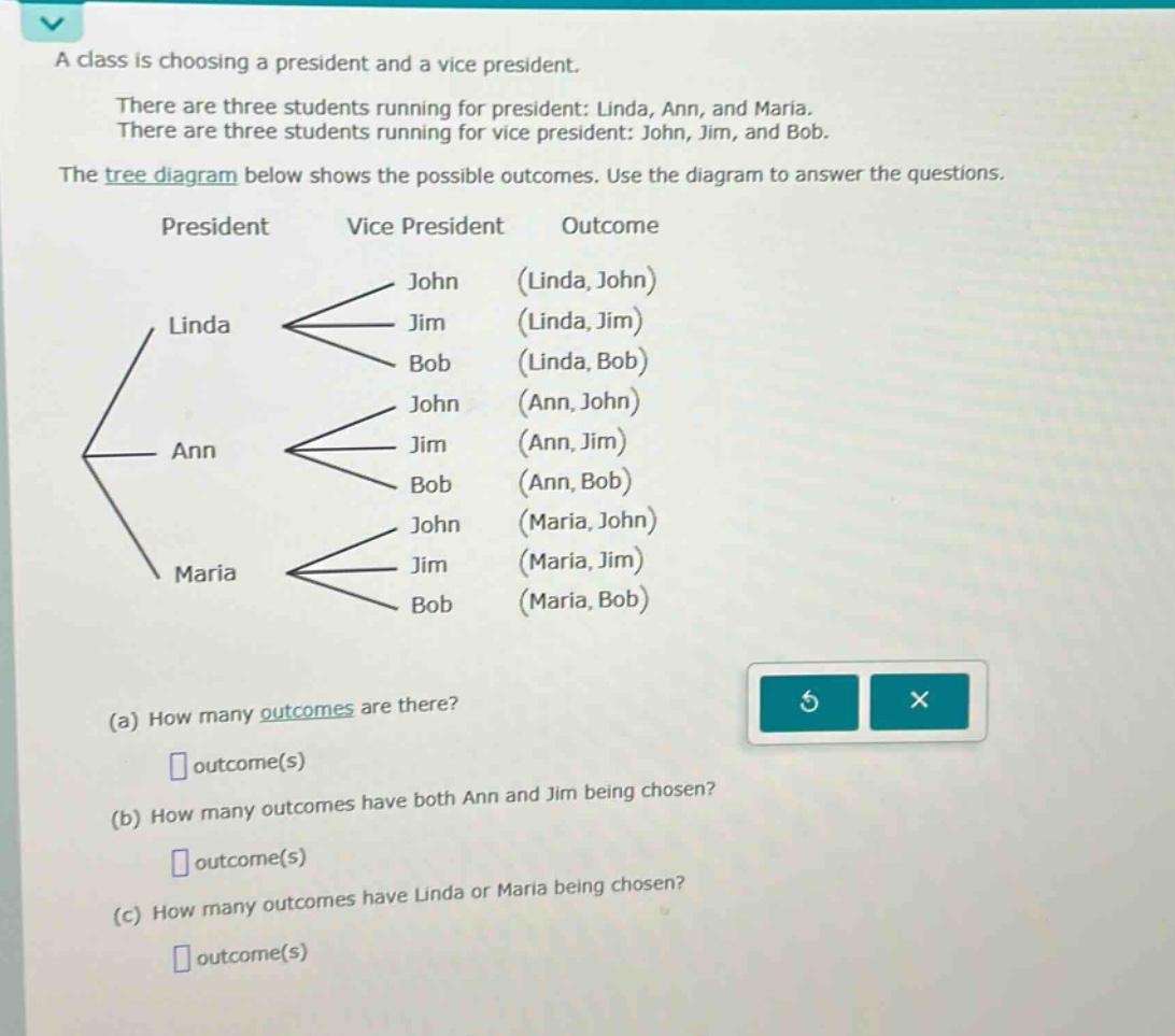 a class is choosing a president and a vice president. there are three s…