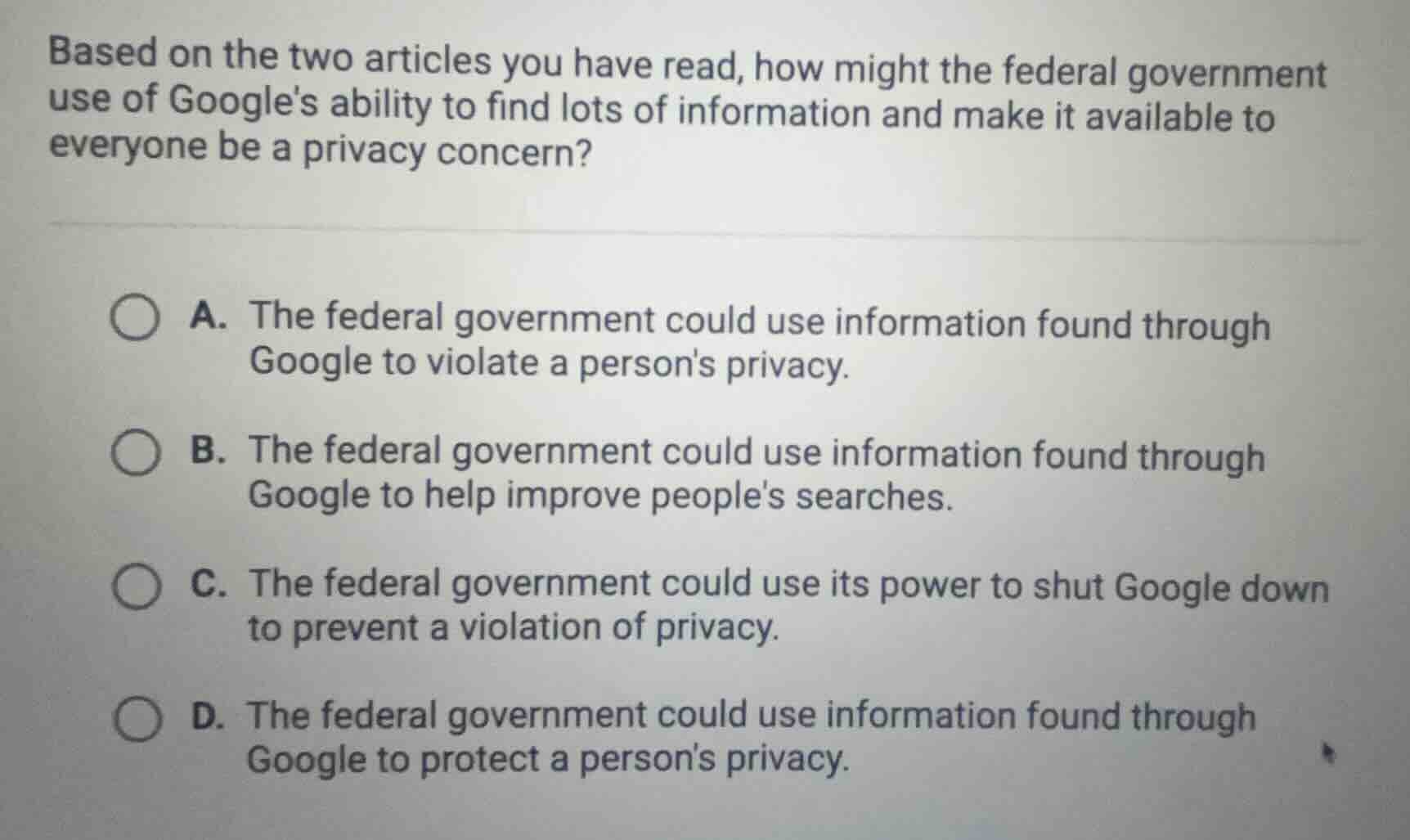 based on the two articles you have read, how might the federal governme…