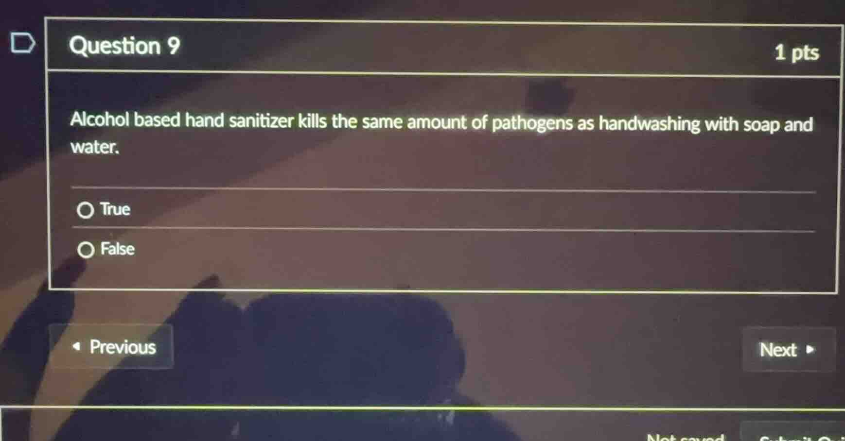 question 9 1 pts alcohol based hand sanitizer kills the same amount of …
