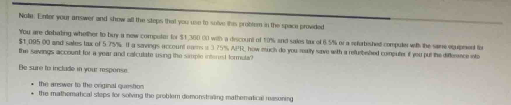note: enter your answer and show all the steps that you use to solve th…