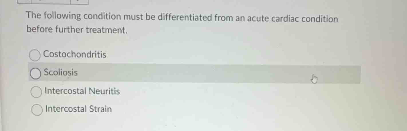 the following condition must be differentiated from an acute cardiac co…