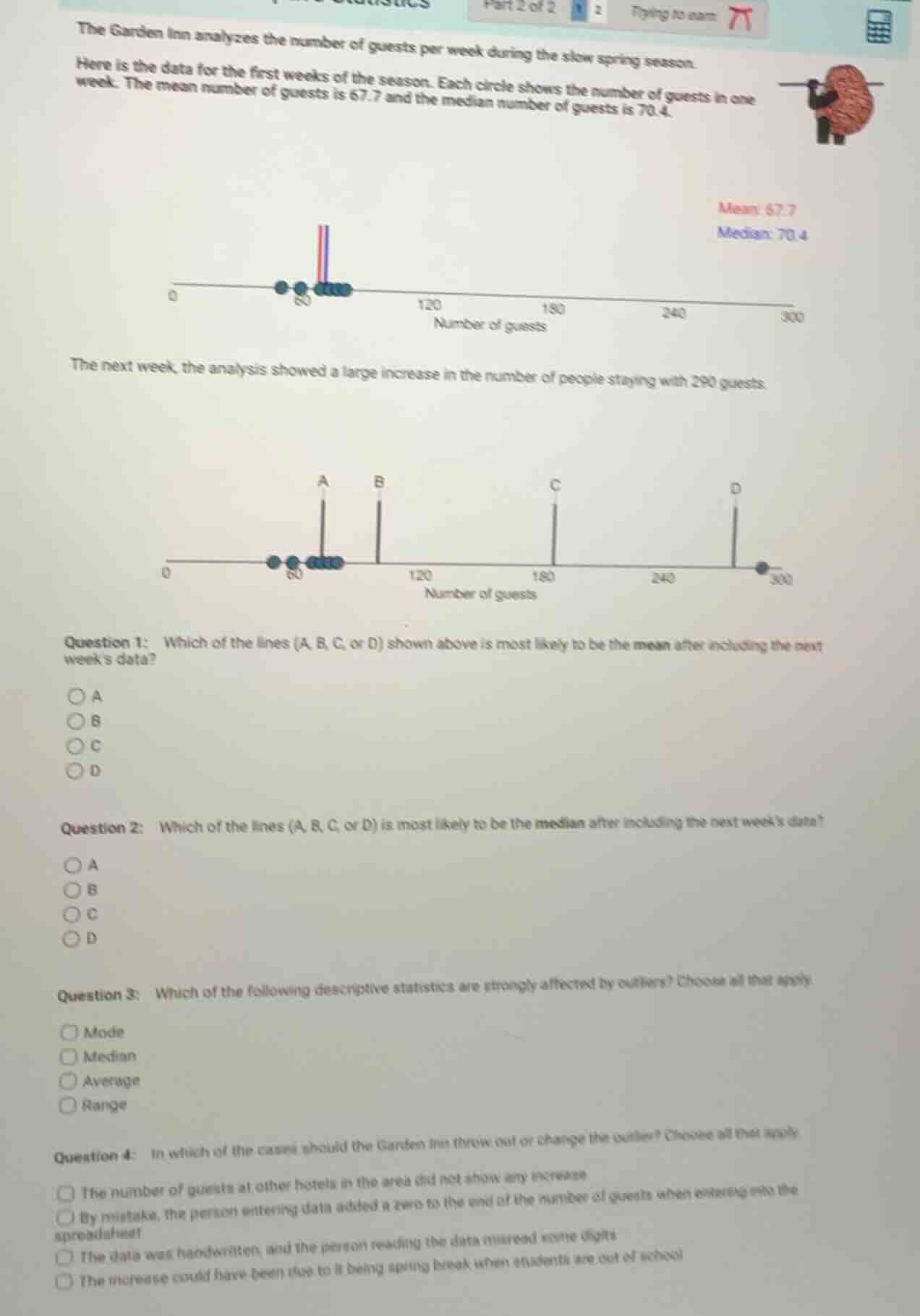 the garden inn analyzes the number of guests per week during the slow s…