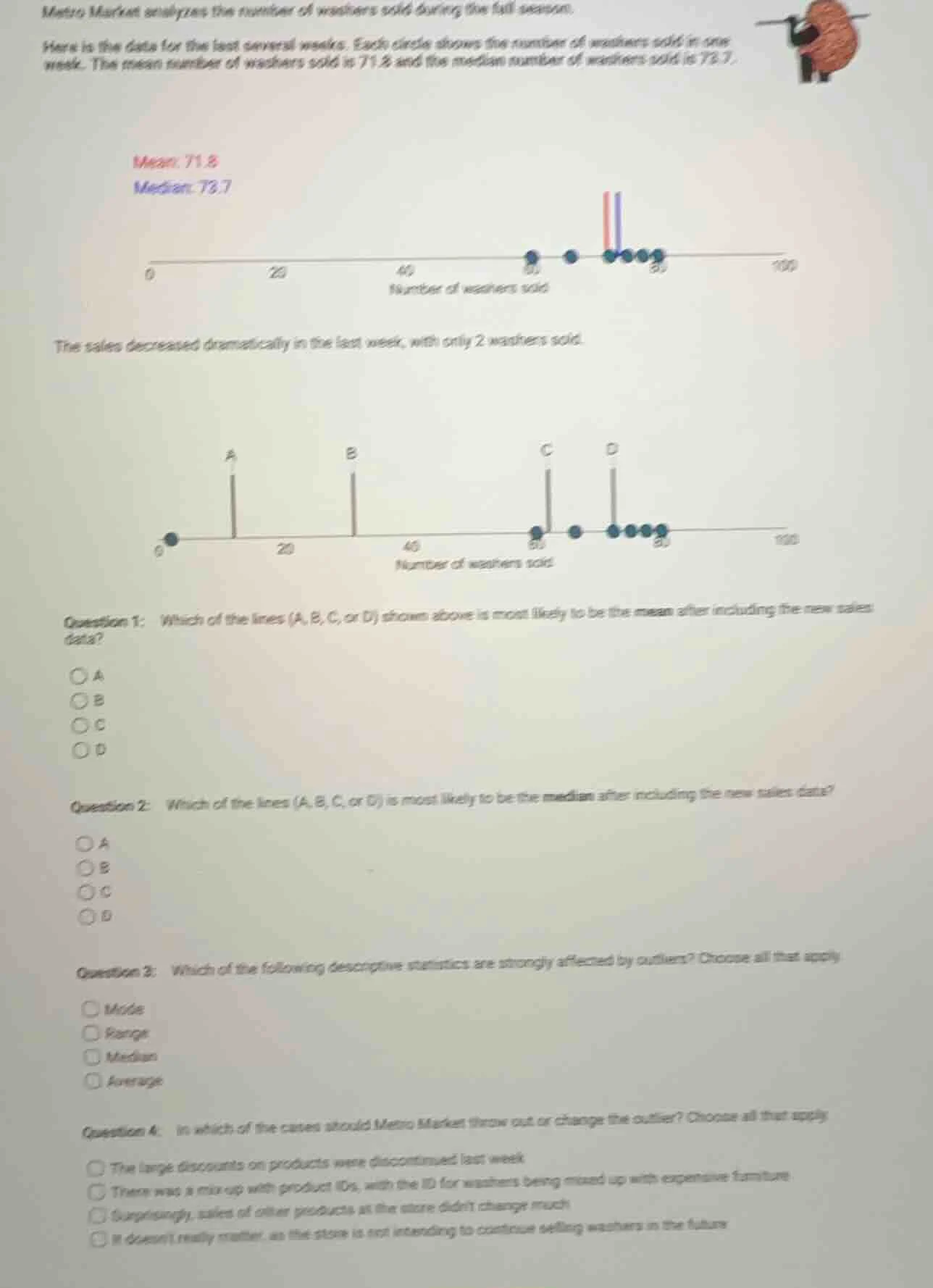 metro market analyzes the number of washers sold during the fall season…