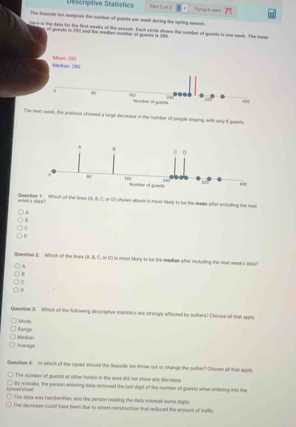 descriptive statistics part 2 of 2 the seaside inn analyzes the number …