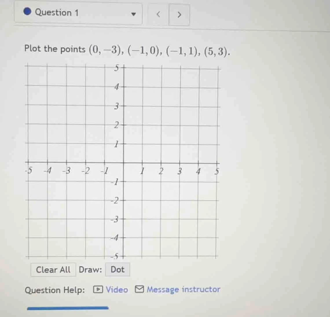 question 1 plot the points (0, -3), (-1, 0), (-1, 1), (5, 3). question …