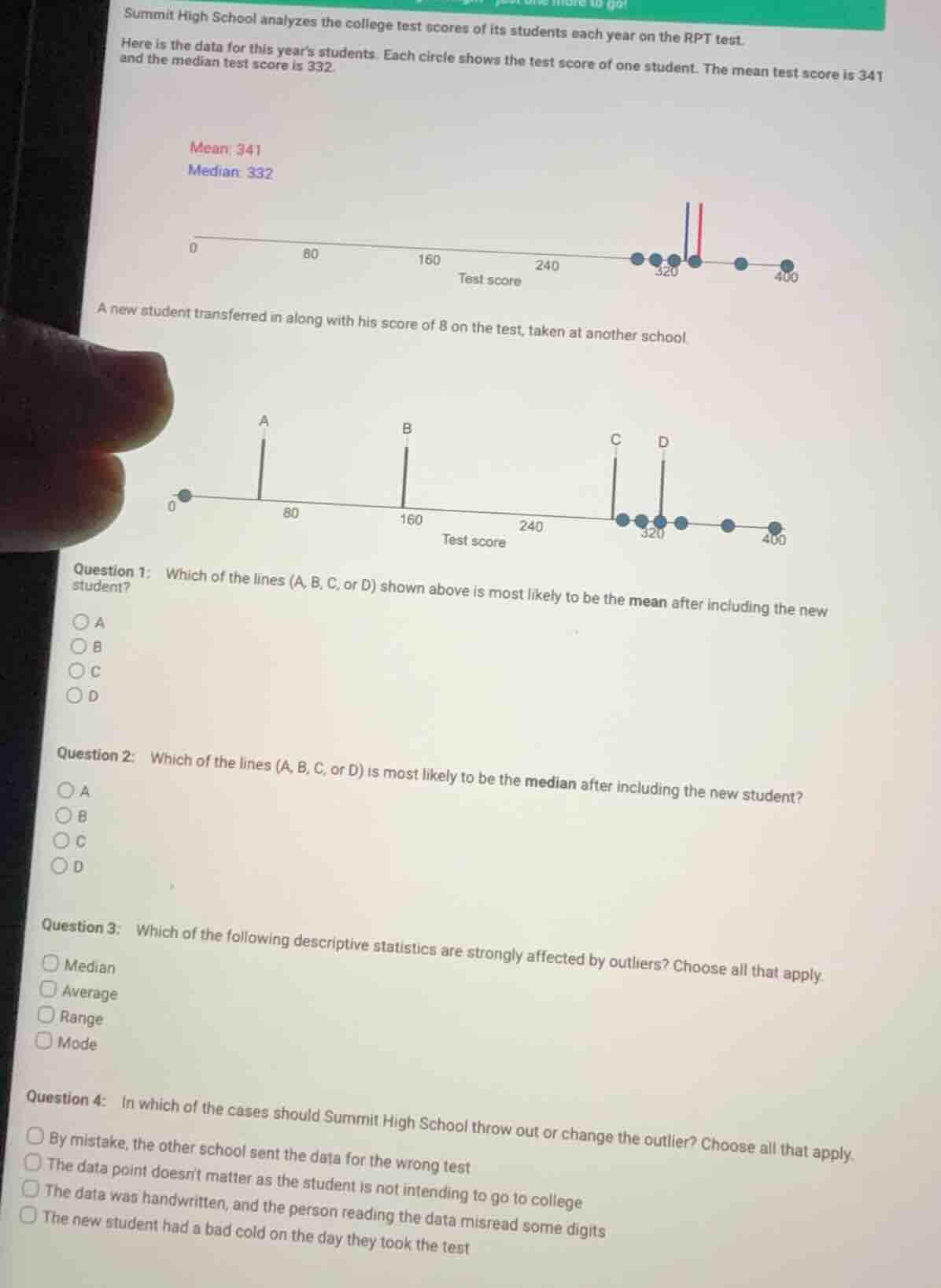 summit high school analyzes the college test scores of its students eac…