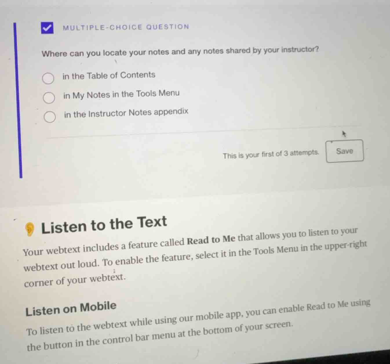 multiple-choice question where can you locate your notes and any notes …