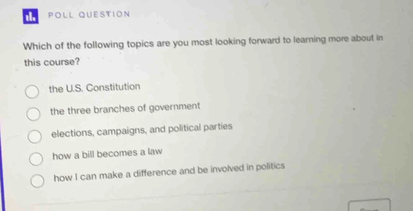 poll question which of the following topics are you most looking forwar…