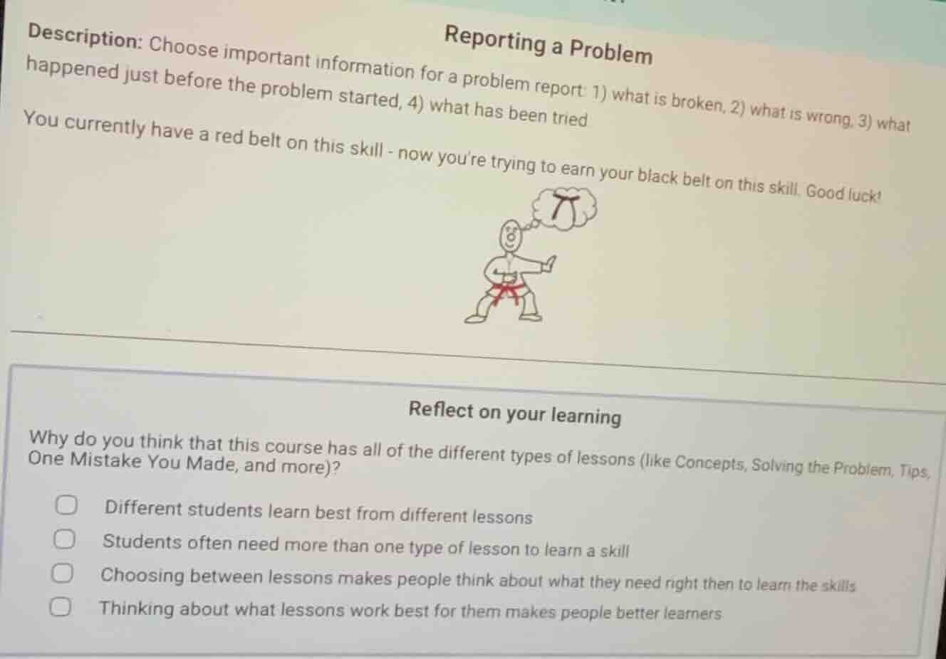 reporting a problem description: choose important information for a pro…