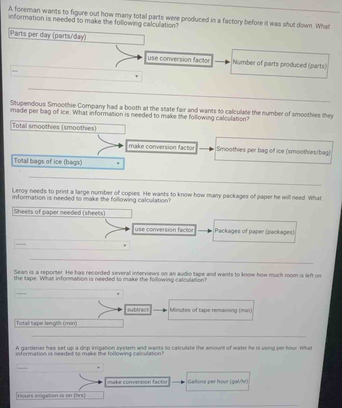 a foreman wants to figure out how many total parts were produced in a f…