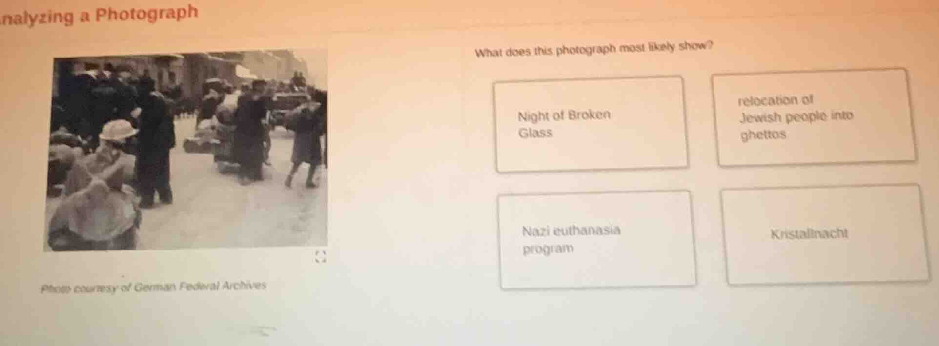 nalyzing a photograph what does this photograph most likely show? night…