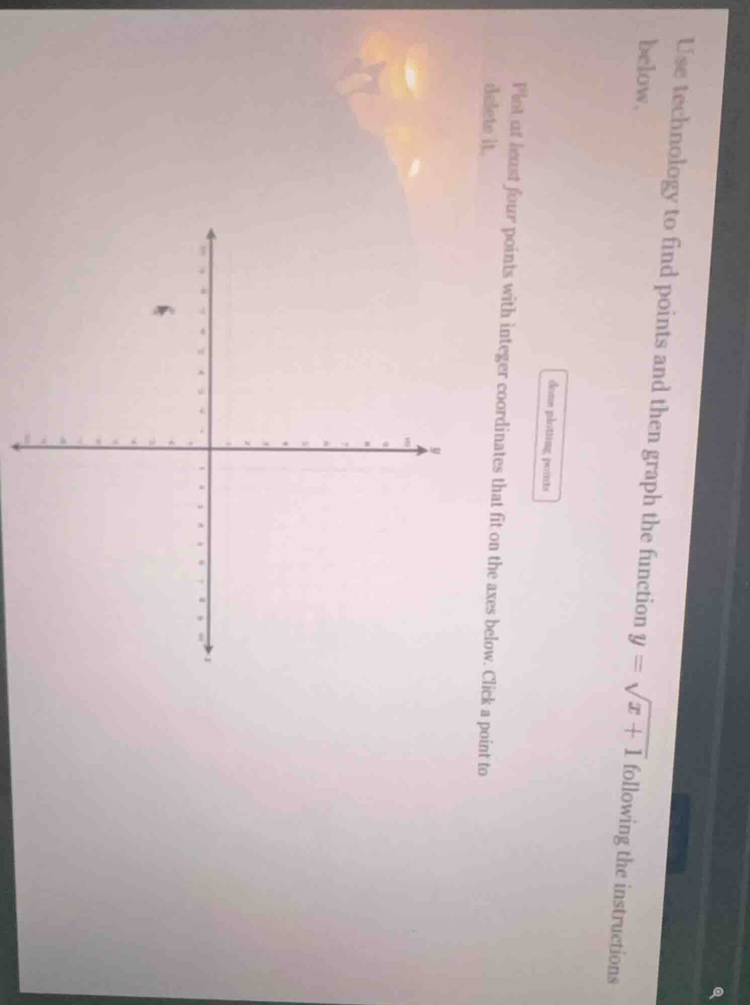 use technology to find points and then graph the function $y = \\sqrt{x…