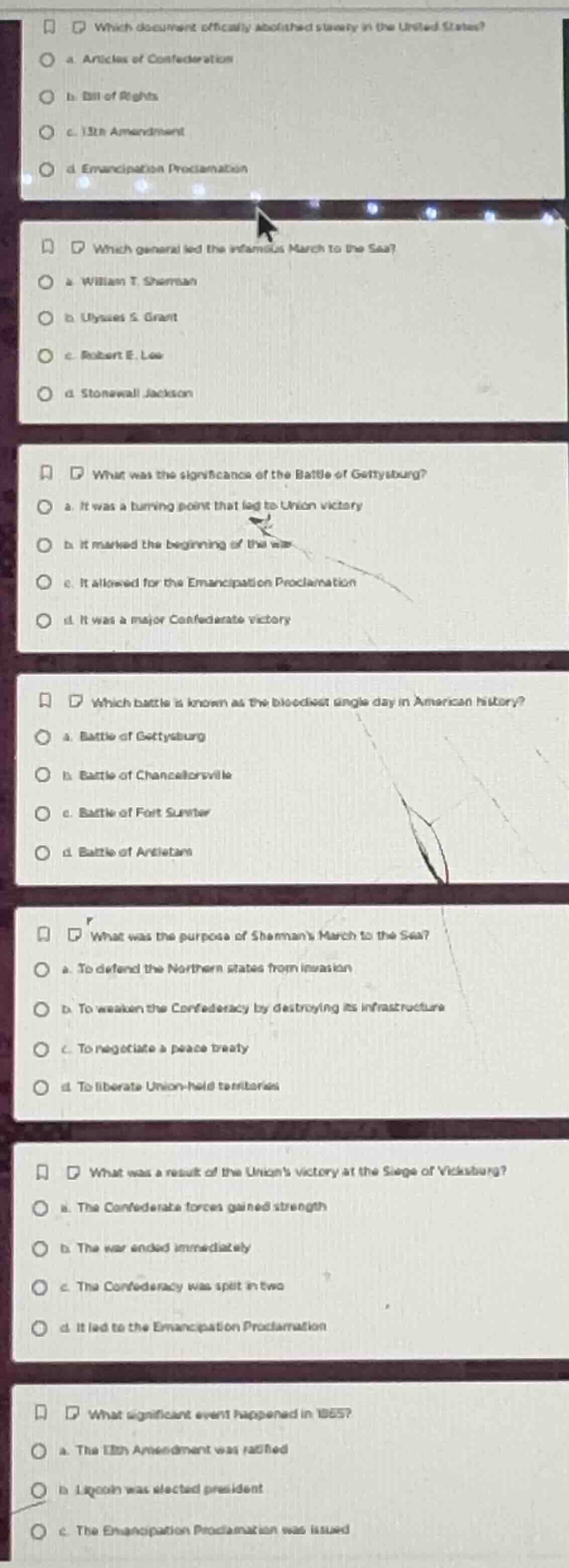 1. which document officially abolished slavery in the united states? a.…