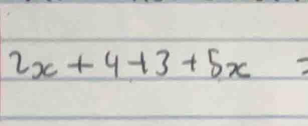 2x + 4 + 3 + 5x