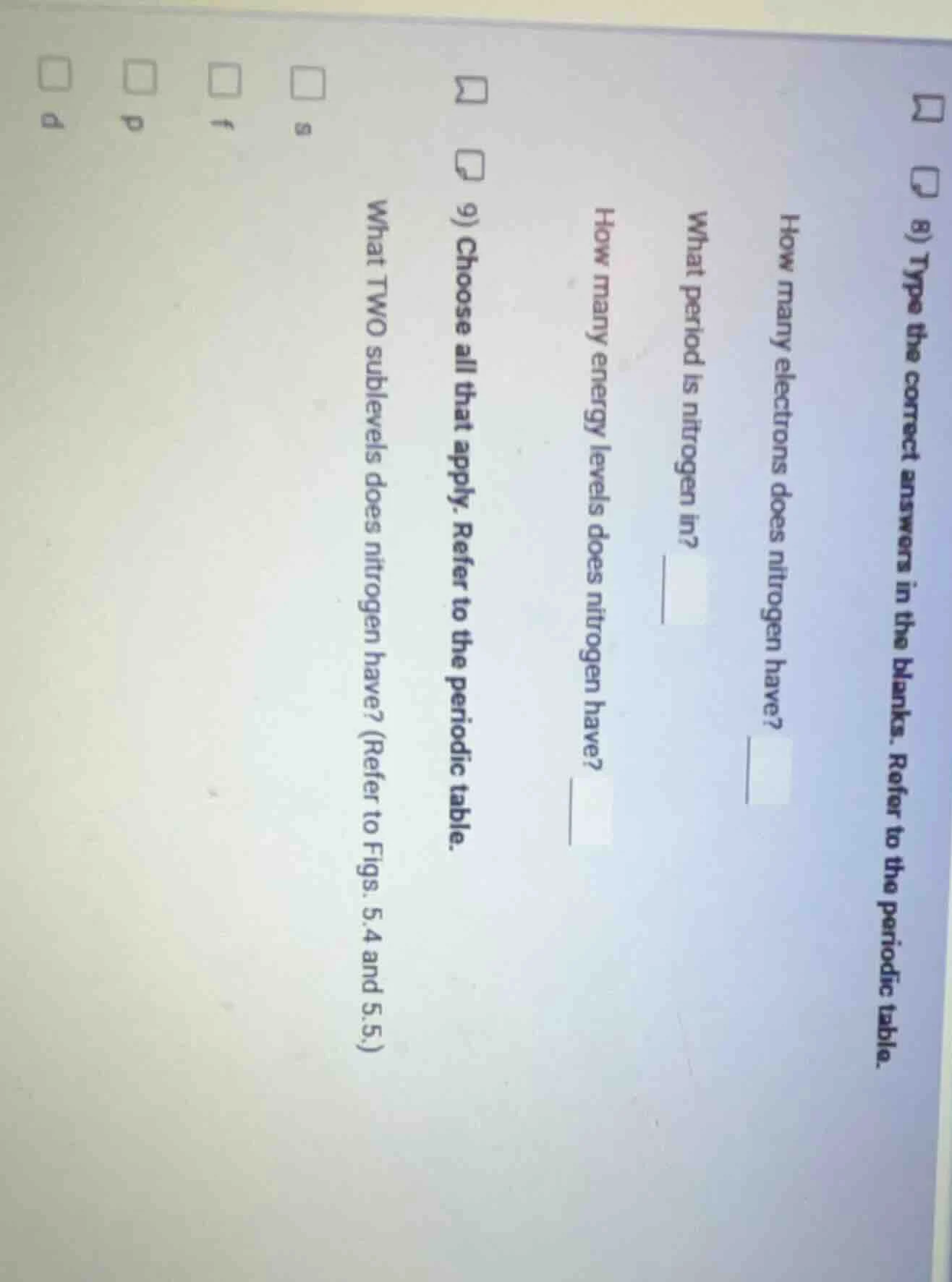 8) type the correct answers in the blanks. refer to the periodic table.…