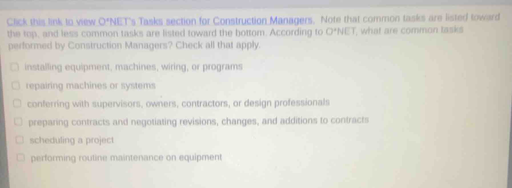 click this link to view o*net’s tasks section for construction managers…