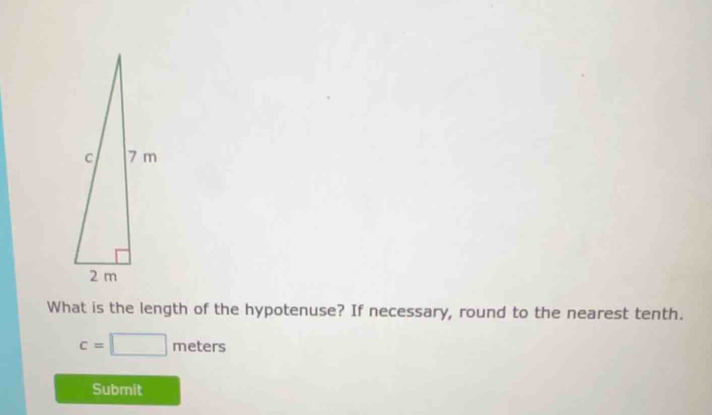 what is the length of the hypotenuse? if necessary, round to the neares…