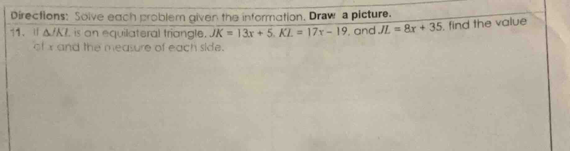 directions: solve each problem given the information. draw a picture. 1…