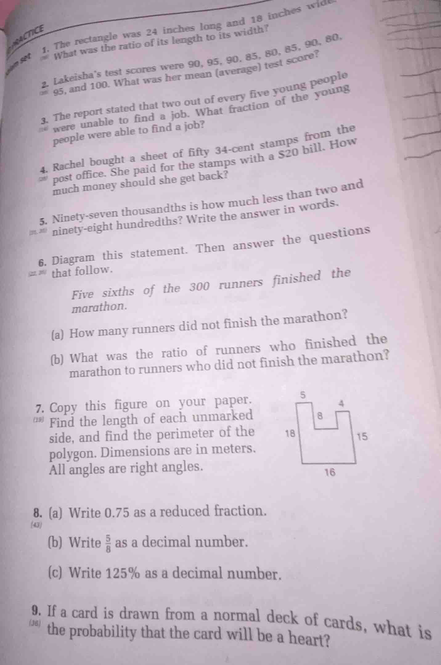 practice exam set 1. the rectangle was 24 inches long and 18 inches wid…