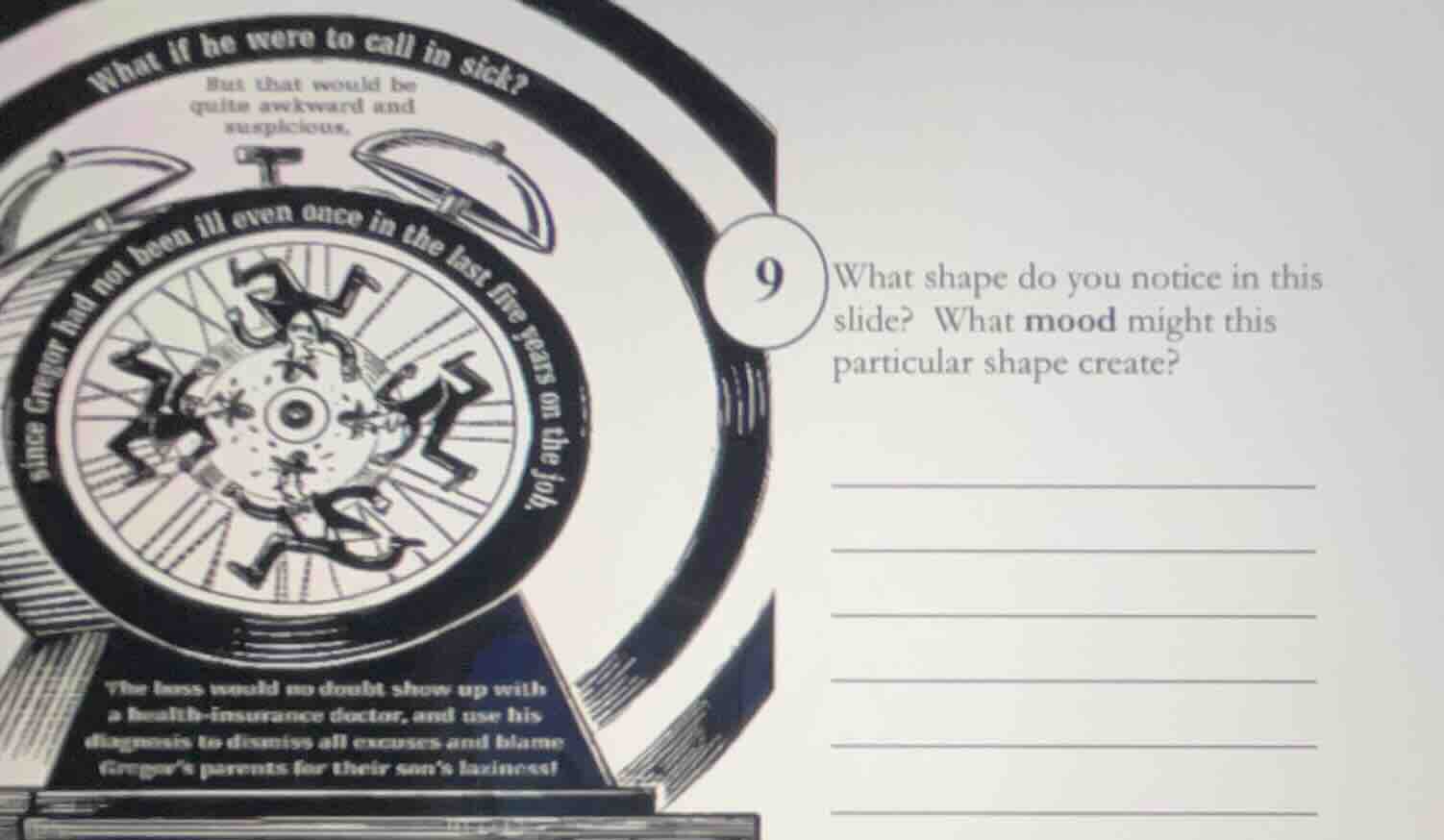 9 what shape do you notice in this slide? what mood might this particul…