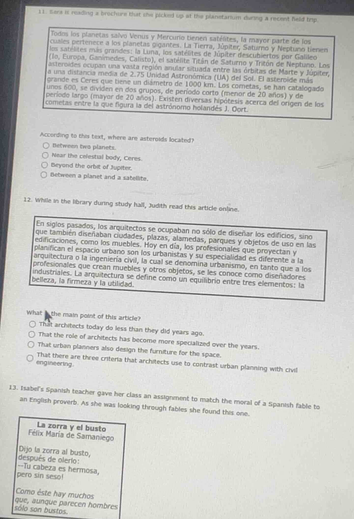 11. sara is reading a brochure that she picked up at the planetarium du…