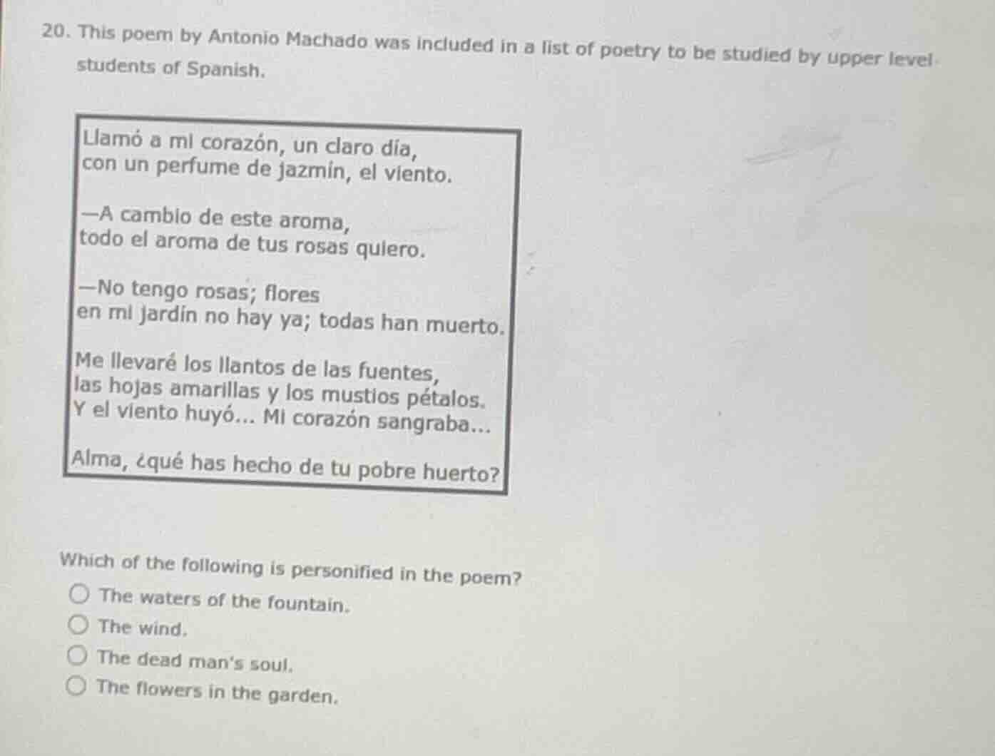 20. this poem by antonio machado was included in a list of poetry to be…