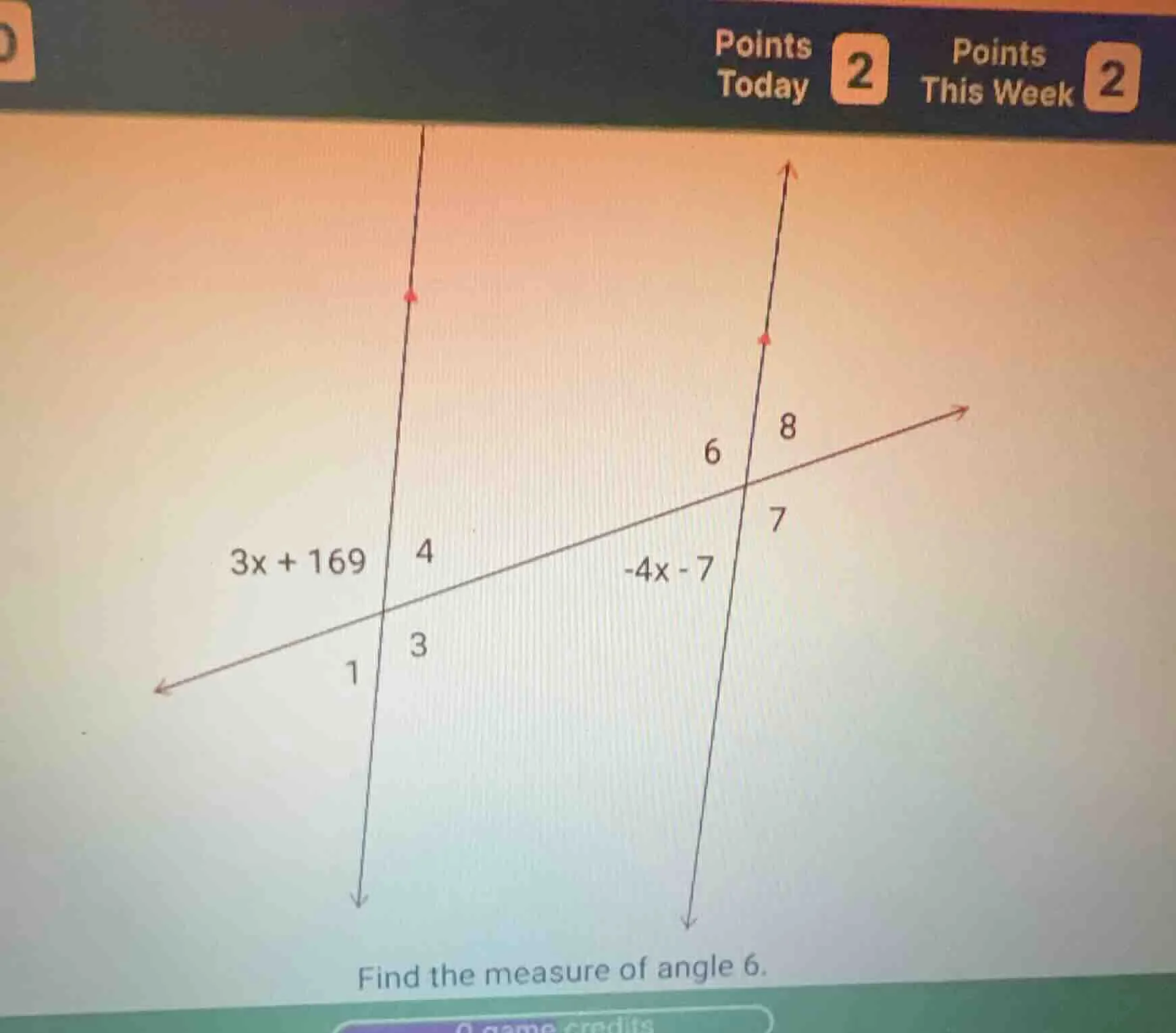 find the measure of angle 6.