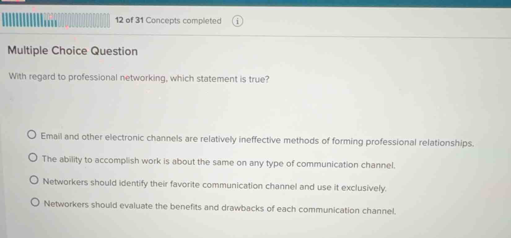 multiple choice question with regard to professional networking, which …
