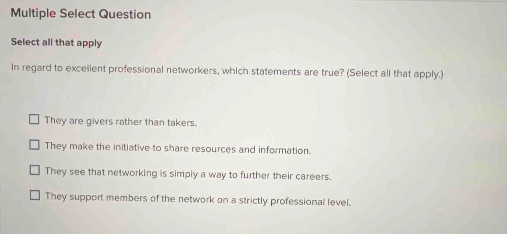 multiple select question select all that apply in regard to excellent p…