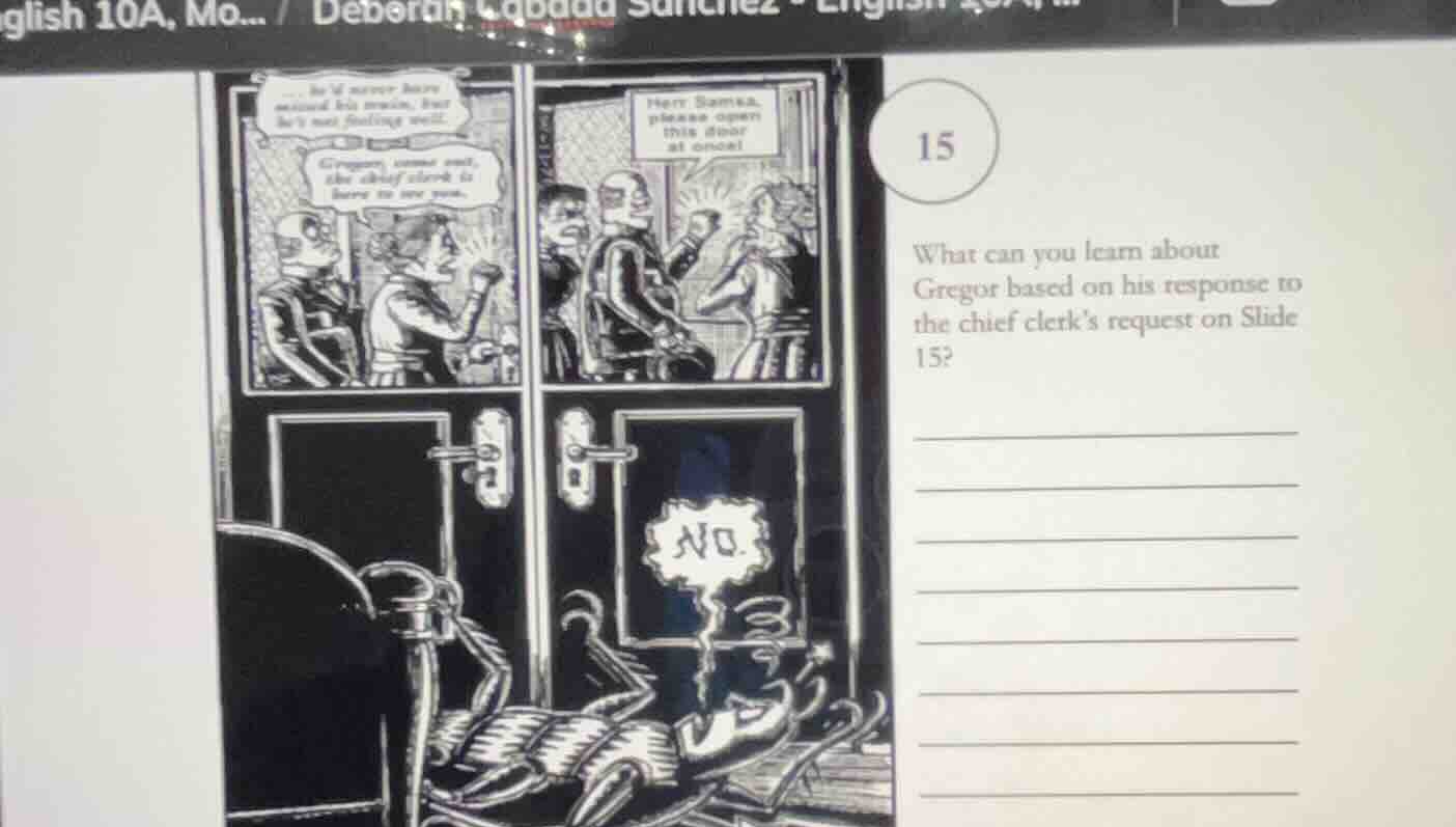 15 what can you learn about gregor based on his response to the chief c…