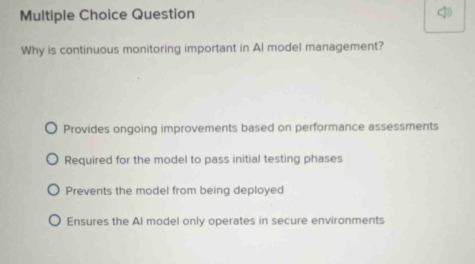 multiple choice question why is continuous monitoring important in ai m…